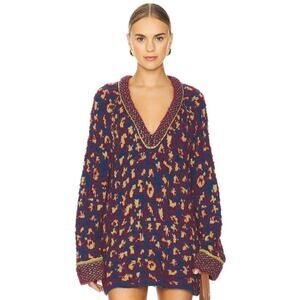Free People Little Animal Pullover in Blue Fig Combo sz small